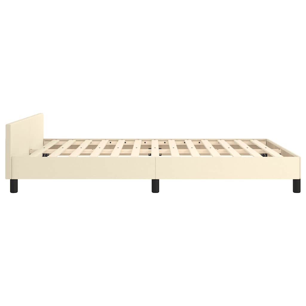 vidaXL Bed Frame with Headboard without Mattress Cream 140x190 cm