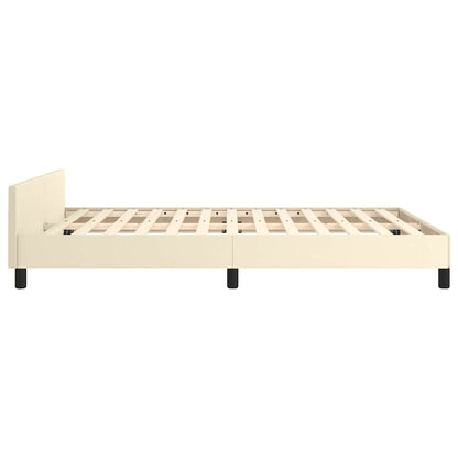 vidaXL Bed Frame with Headboard without Mattress Cream 140x190 cm
