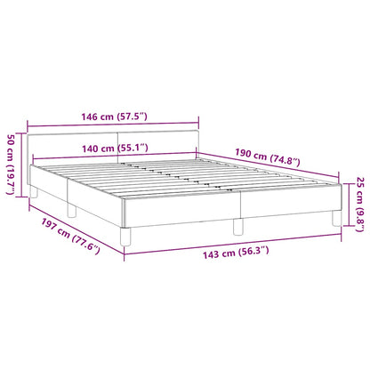 vidaXL Bed Frame with Headboard without Mattress Cream 140x190 cm