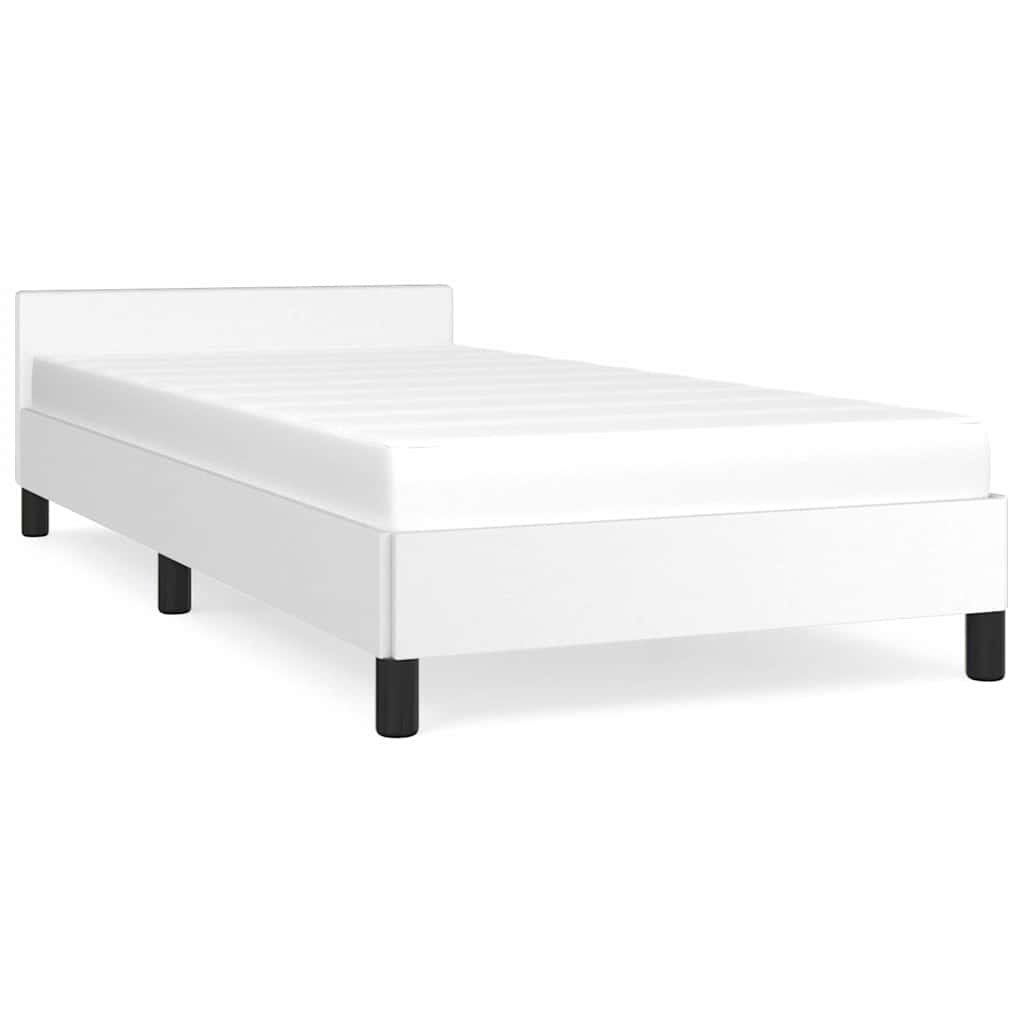 vidaXL Bed Frame without Mattress White Twin Faux Leather