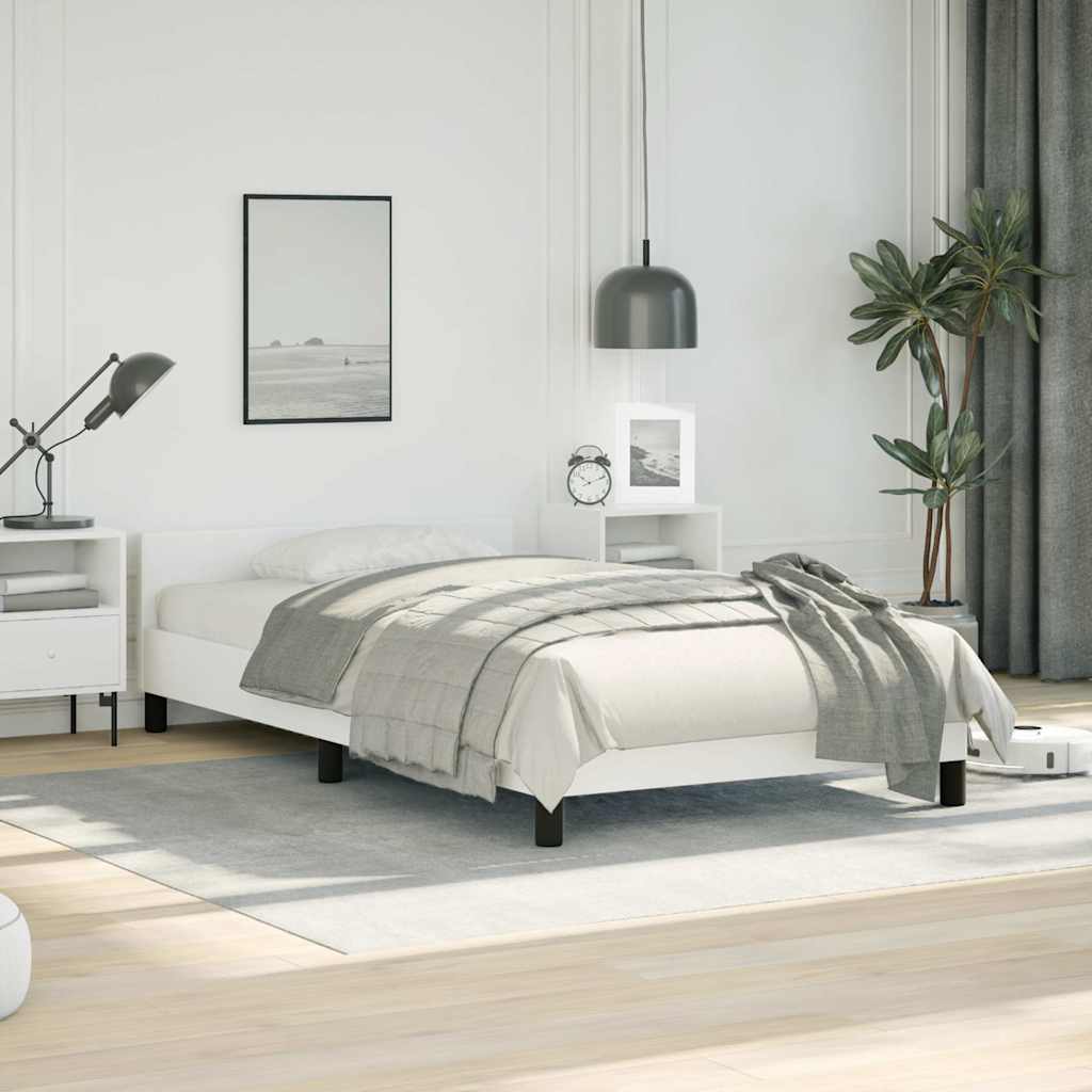 vidaXL Bed Frame without Mattress White Twin Faux Leather
