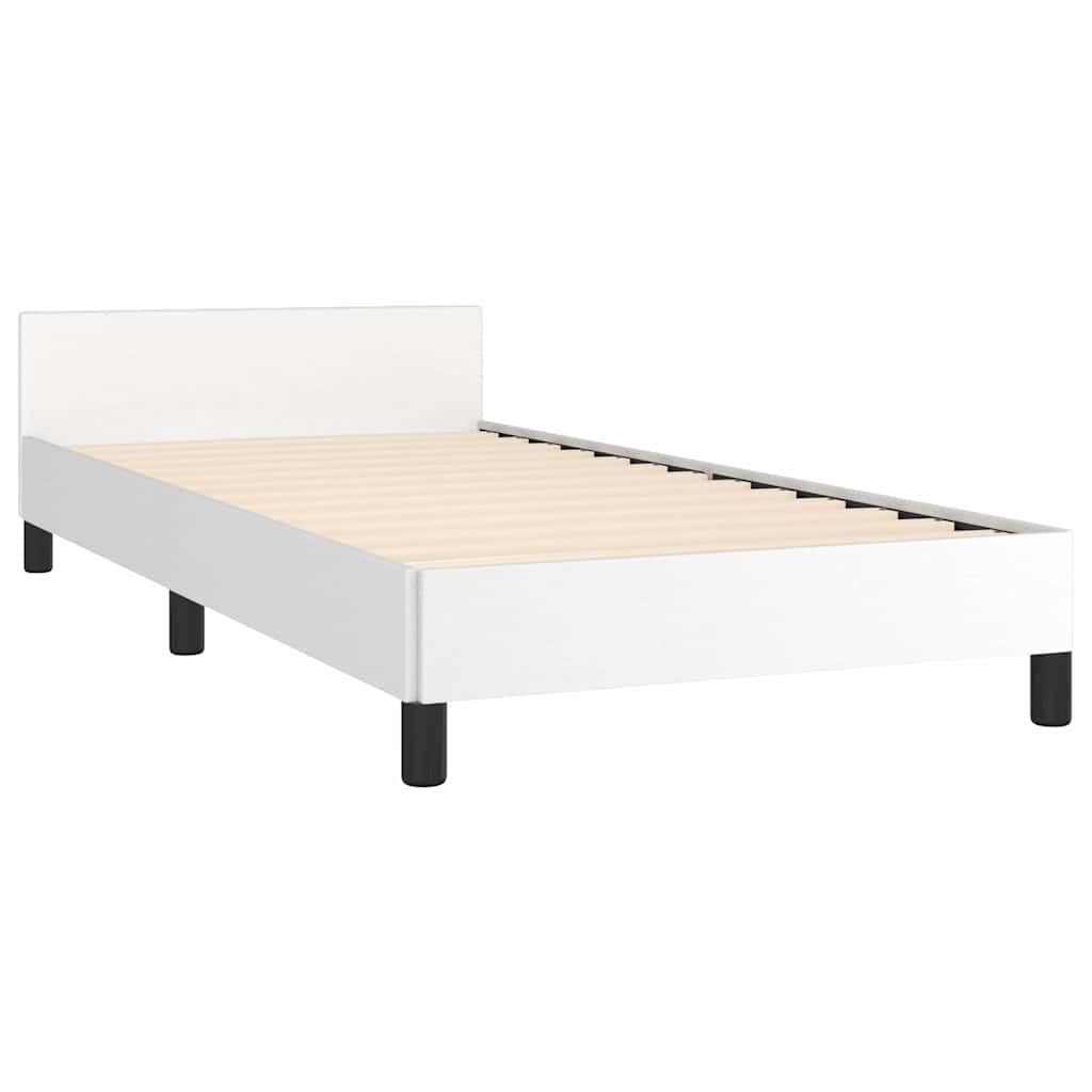 vidaXL Bed Frame without Mattress White Twin Faux Leather