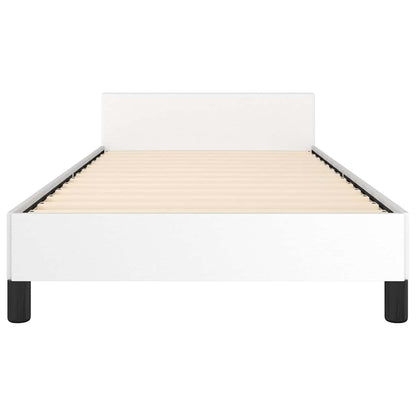 vidaXL Bed Frame without Mattress White Twin Faux Leather