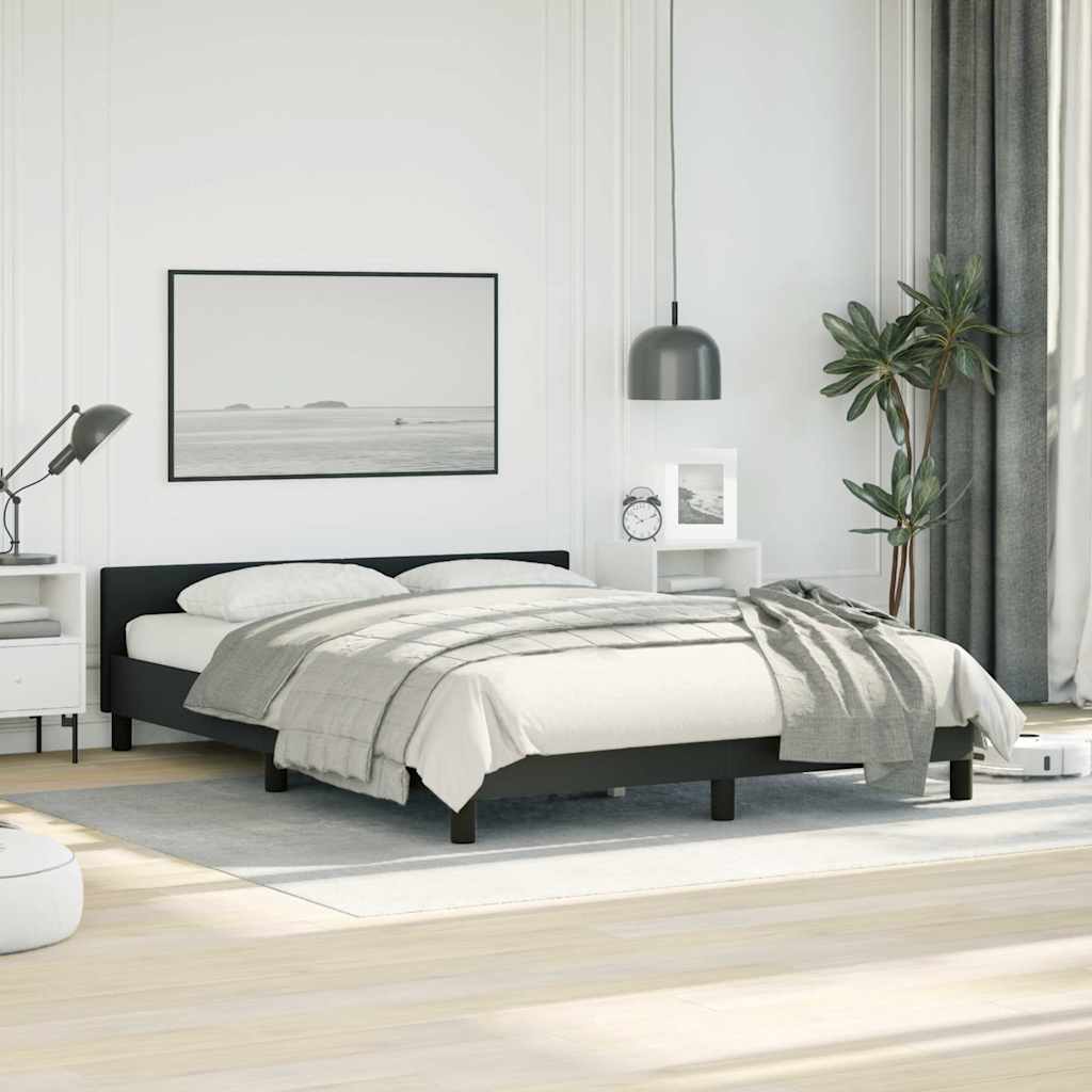 vidaXL Bed Frame without Mattress Black Queen Faux Leather