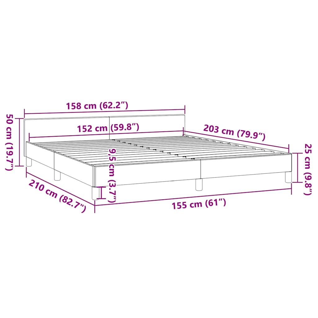 vidaXL Bed Frame without Mattress White Queen Faux Leather
