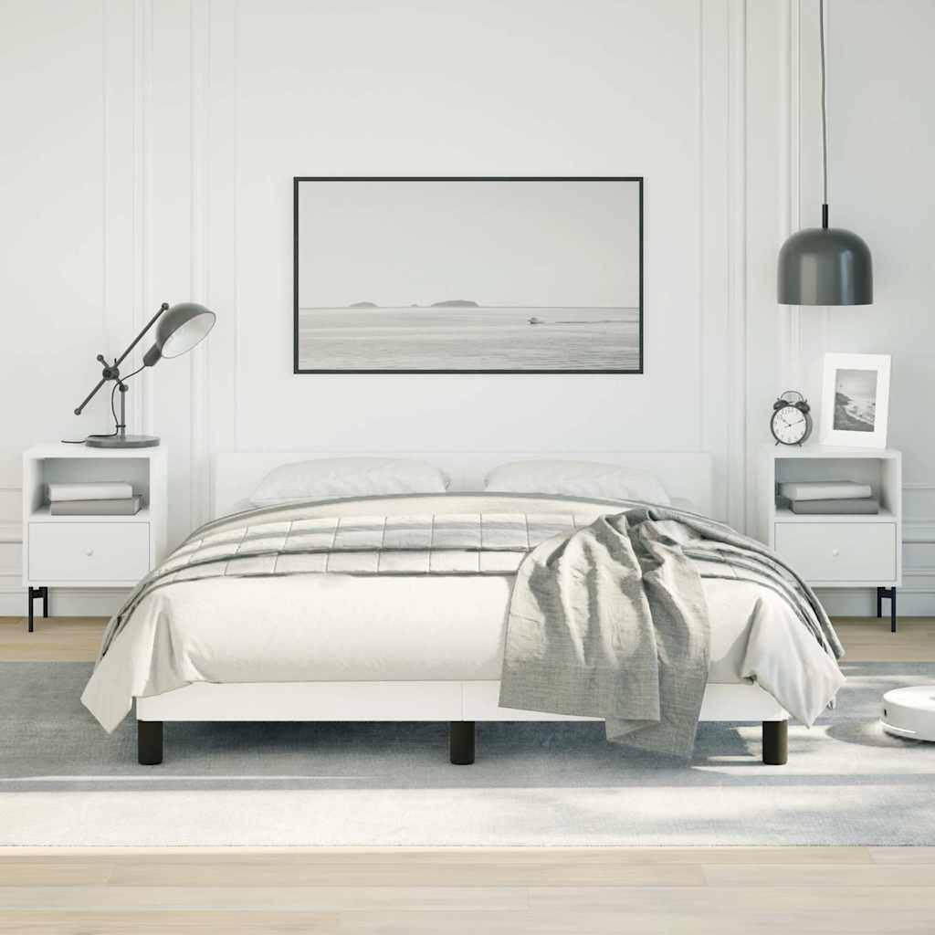 vidaXL Bed Frame without Mattress White Queen Faux Leather