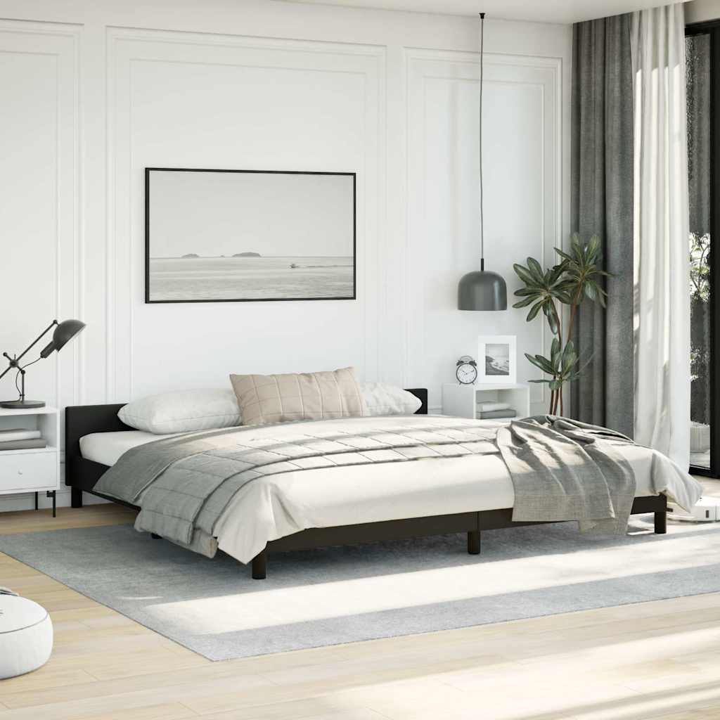 vidaXL Bed Frame without Mattress Black King Faux Leather