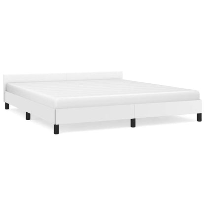 vidaXL Bed Frame without Mattress White King Faux Leather