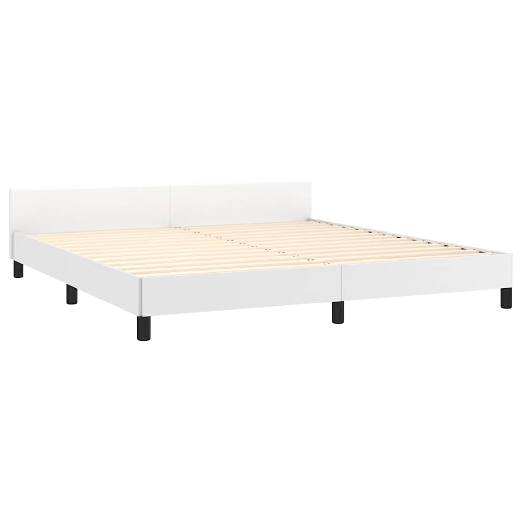 vidaXL Bed Frame without Mattress White California King Faux Leather