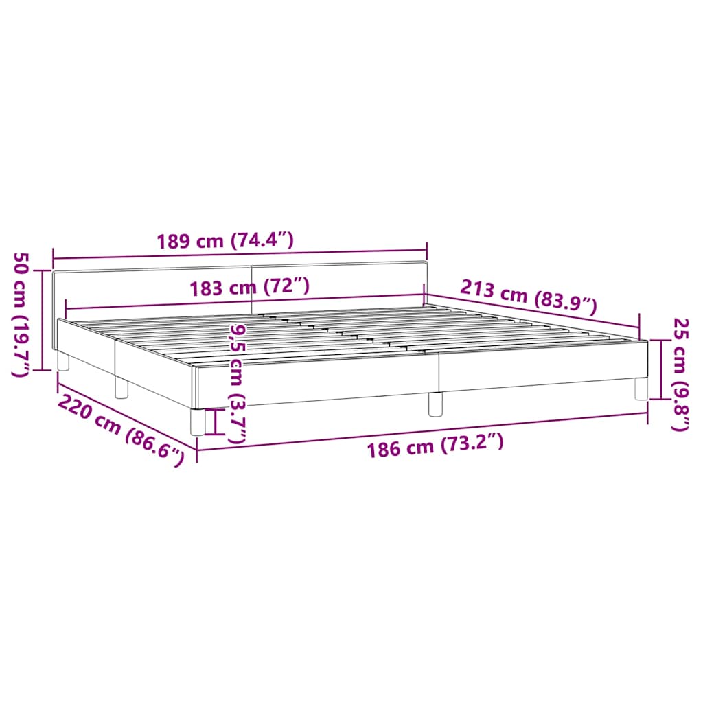 vidaXL Bed Frame without Mattress White California King Faux Leather