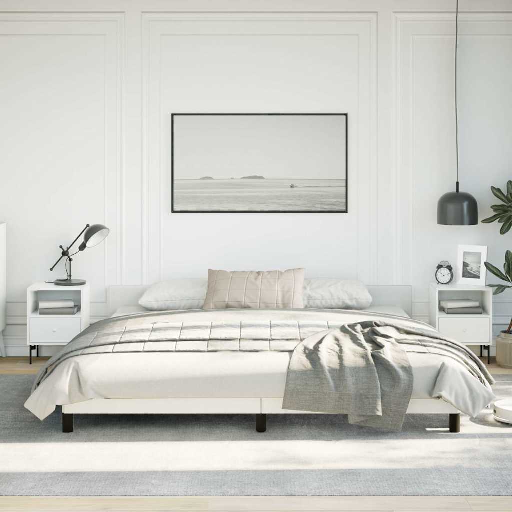vidaXL Bed Frame without Mattress White California King Faux Leather