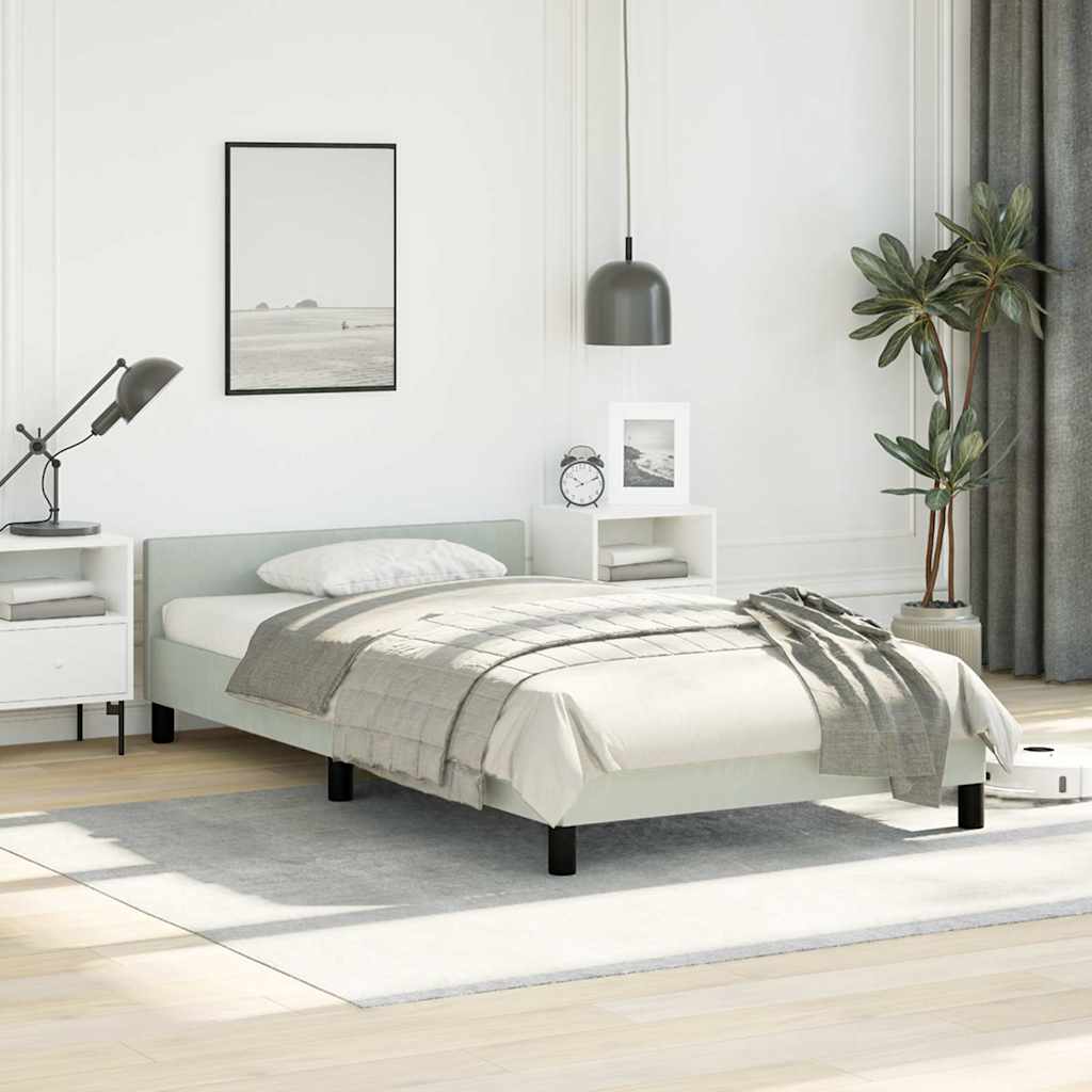 vidaXL Bed Frame without Mattress Light Grey Twin Velvet