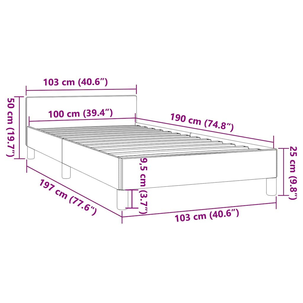 vidaXL Bed Frame without Mattress Dark Grey Twin Velvet