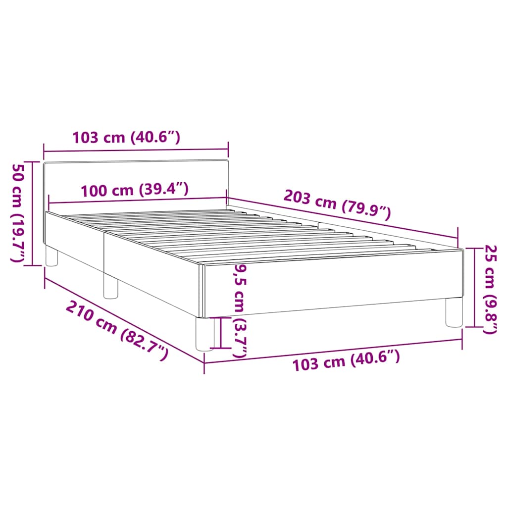 vidaXL Bed Frame without Mattress Dark Grey Twin XL Velvet