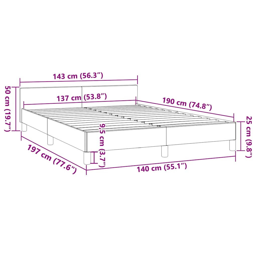 vidaXL Bed Frame without Mattress Dark Grey Full Velvet