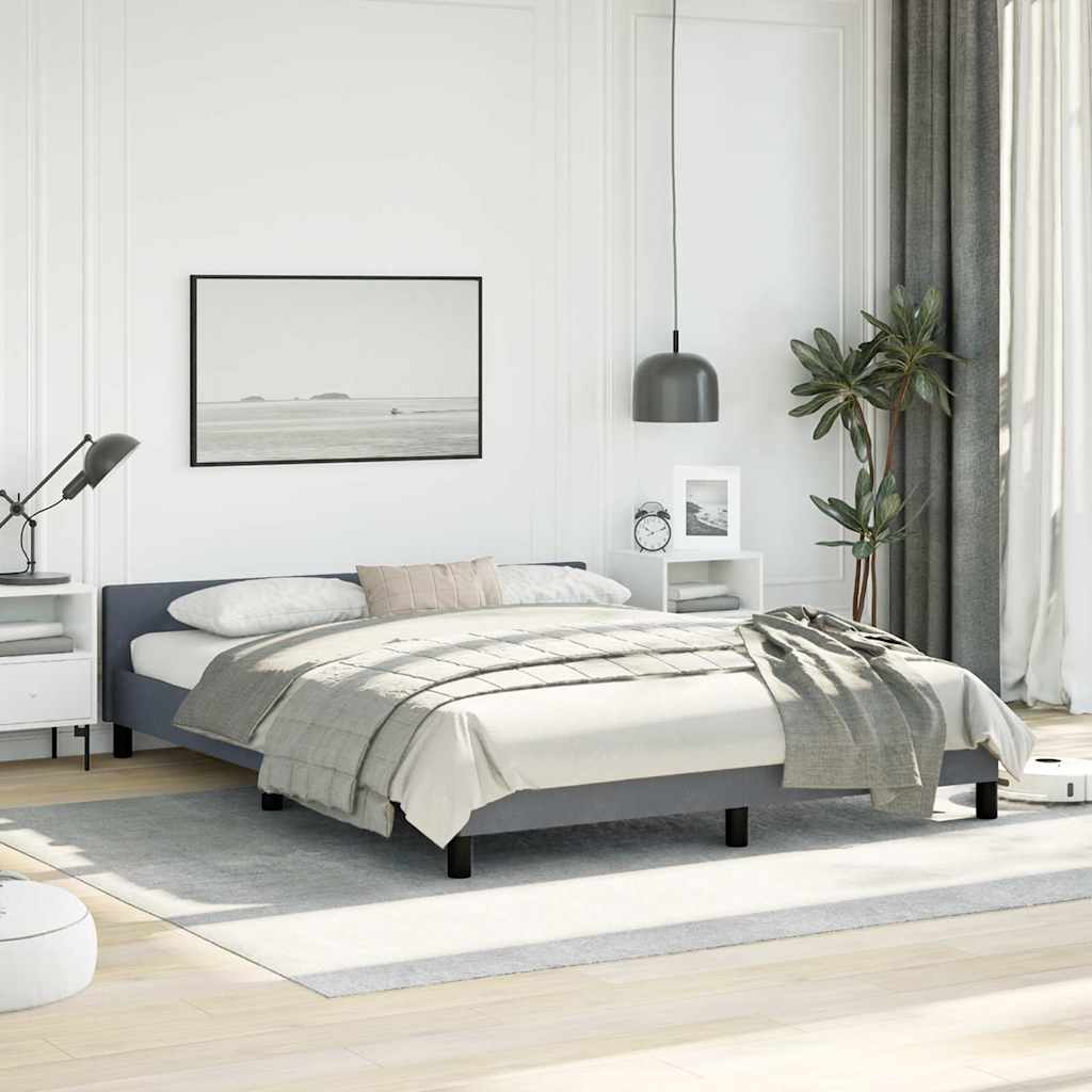 vidaXL Bed Frame without Mattress Dark Grey Queen Velvet