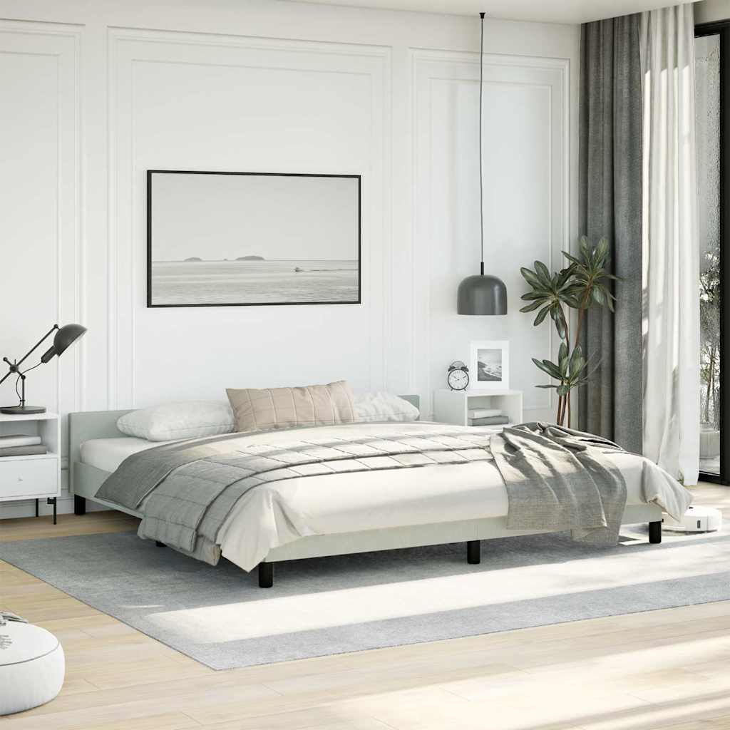 vidaXL Bed Frame without Mattress Light Grey King Velvet