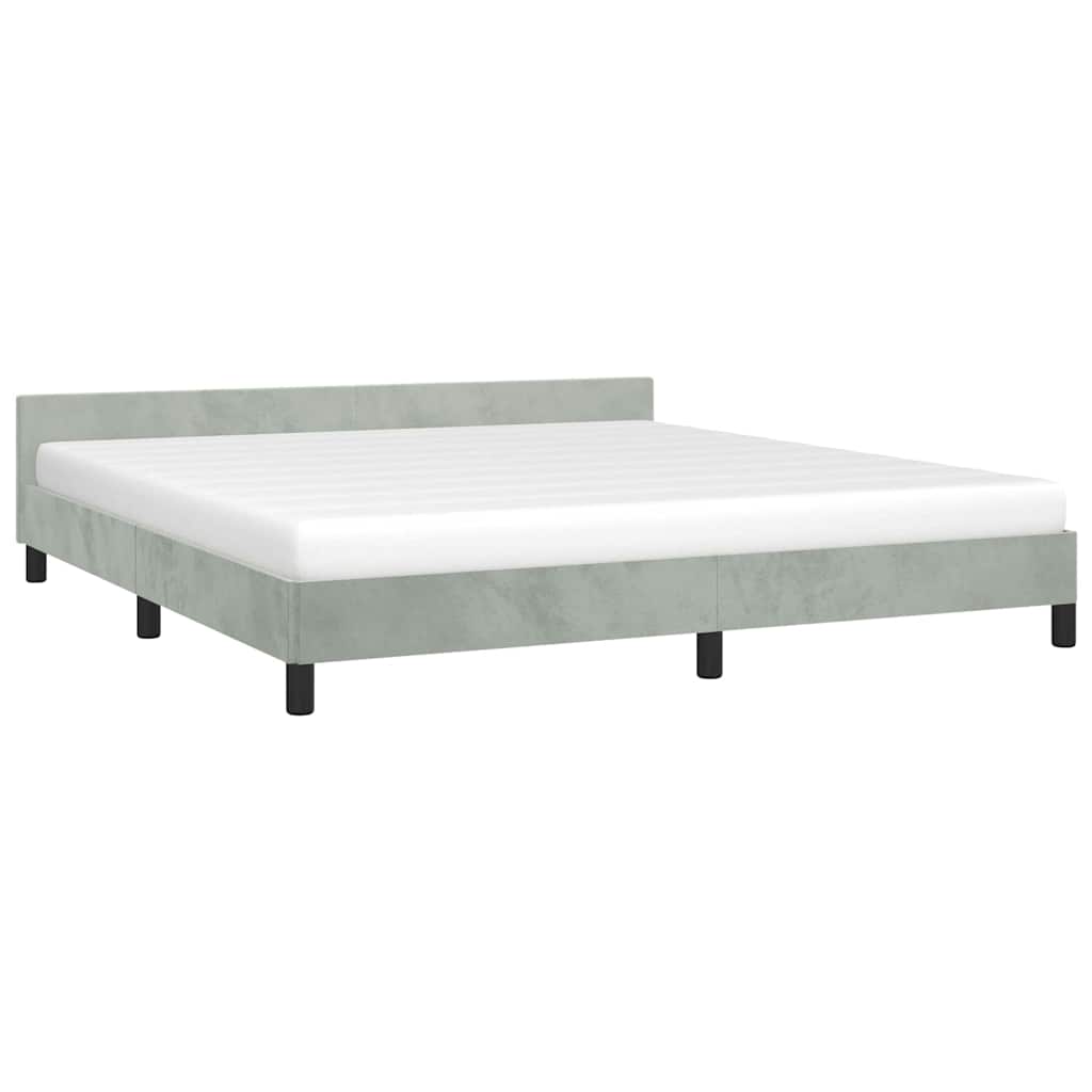 vidaXL Bed Frame without Mattress Light Grey King Velvet