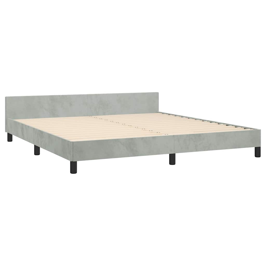 vidaXL Bed Frame without Mattress Light Grey King Velvet