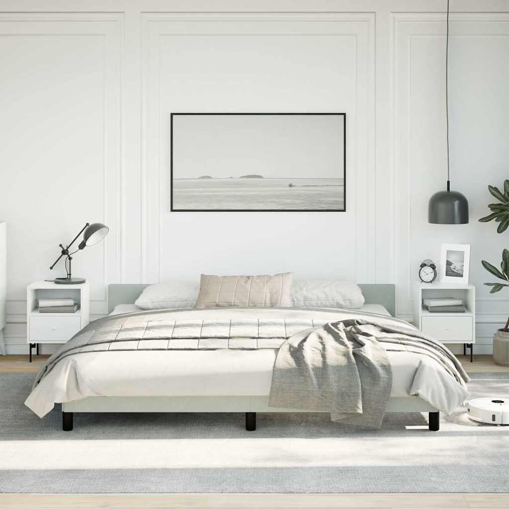vidaXL Bed Frame without Mattress Light Grey King Velvet