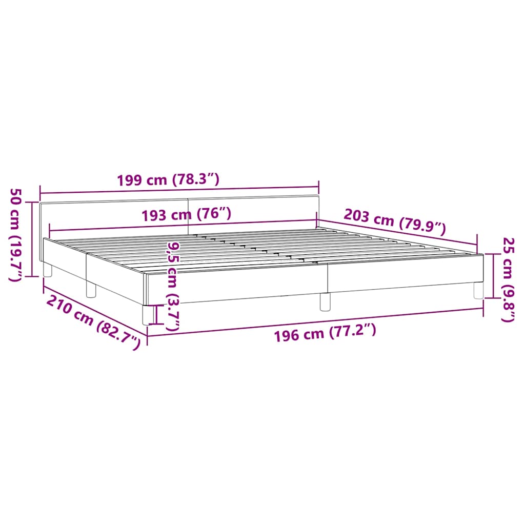 vidaXL Bed Frame without Mattress Dark Grey King Velvet