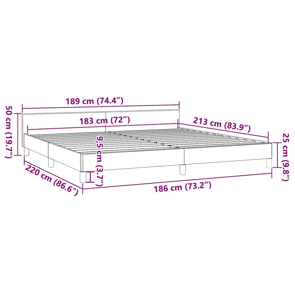 vidaXL Bed Frame without Mattress Dark Grey California King Velvet