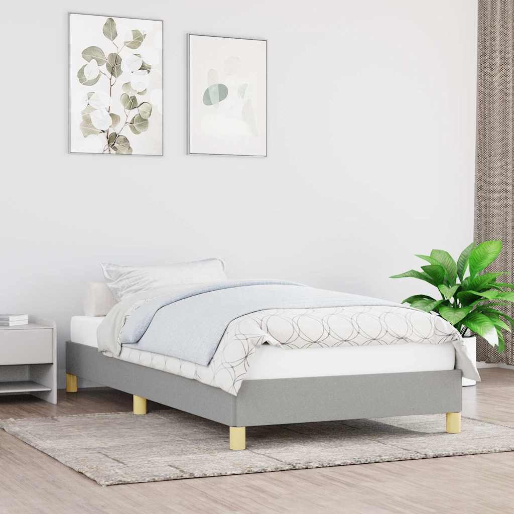 vidaXL Bed Frame without Mattress Light Grey 90x190 cm Single Fabric