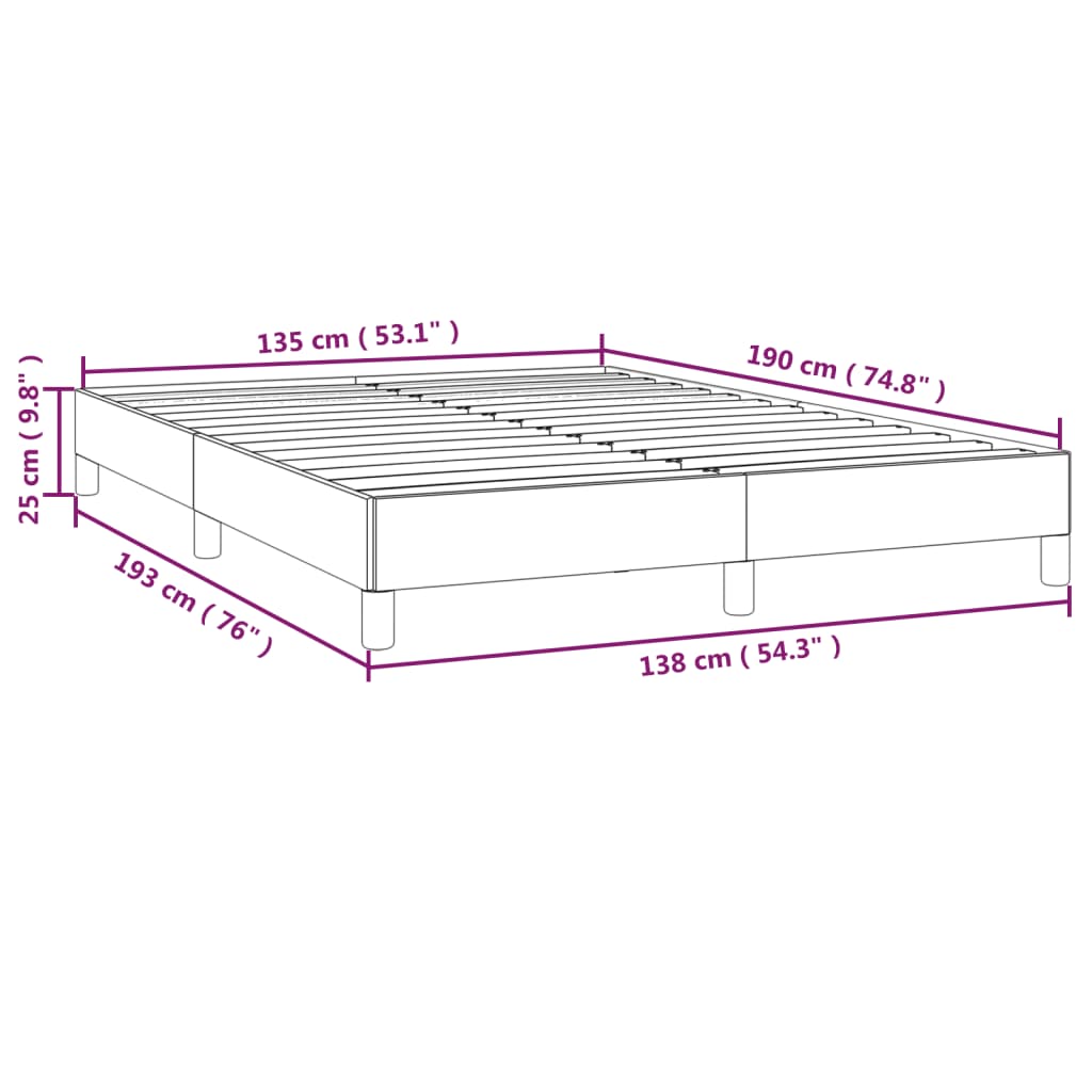 vidaXL Bed Frame without Mattress Black 135x190 cm Double Double Fabric