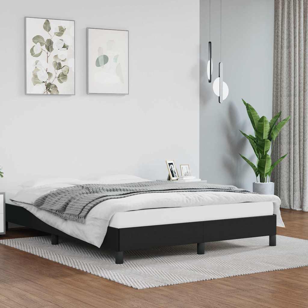vidaXL Bed Frame without Mattress Black 135x190 cm Double Faux Leather