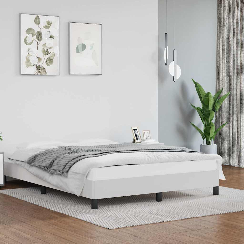vidaXL Bed Frame without Mattress White 135x190 cm Double Faux Leather