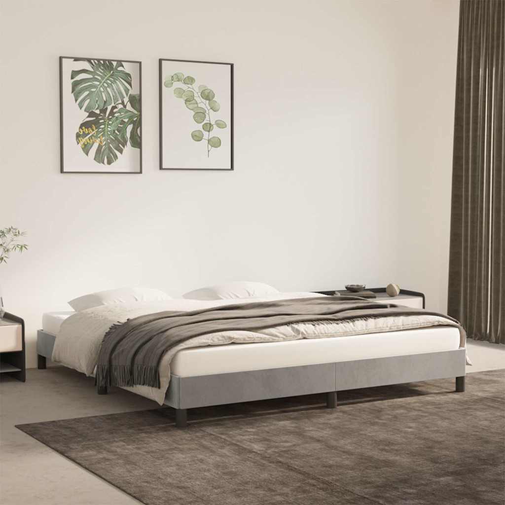 vidaXL Bed Frame without Mattress Light Grey Super King Velvet