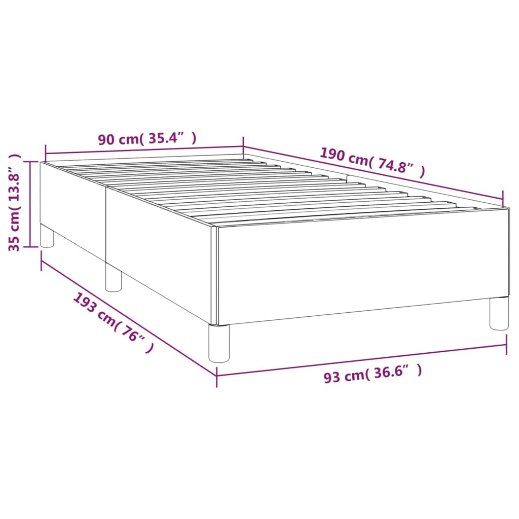 vidaXL Bed Frame without Mattress Light Grey 90x190 cm Single Single Fabric