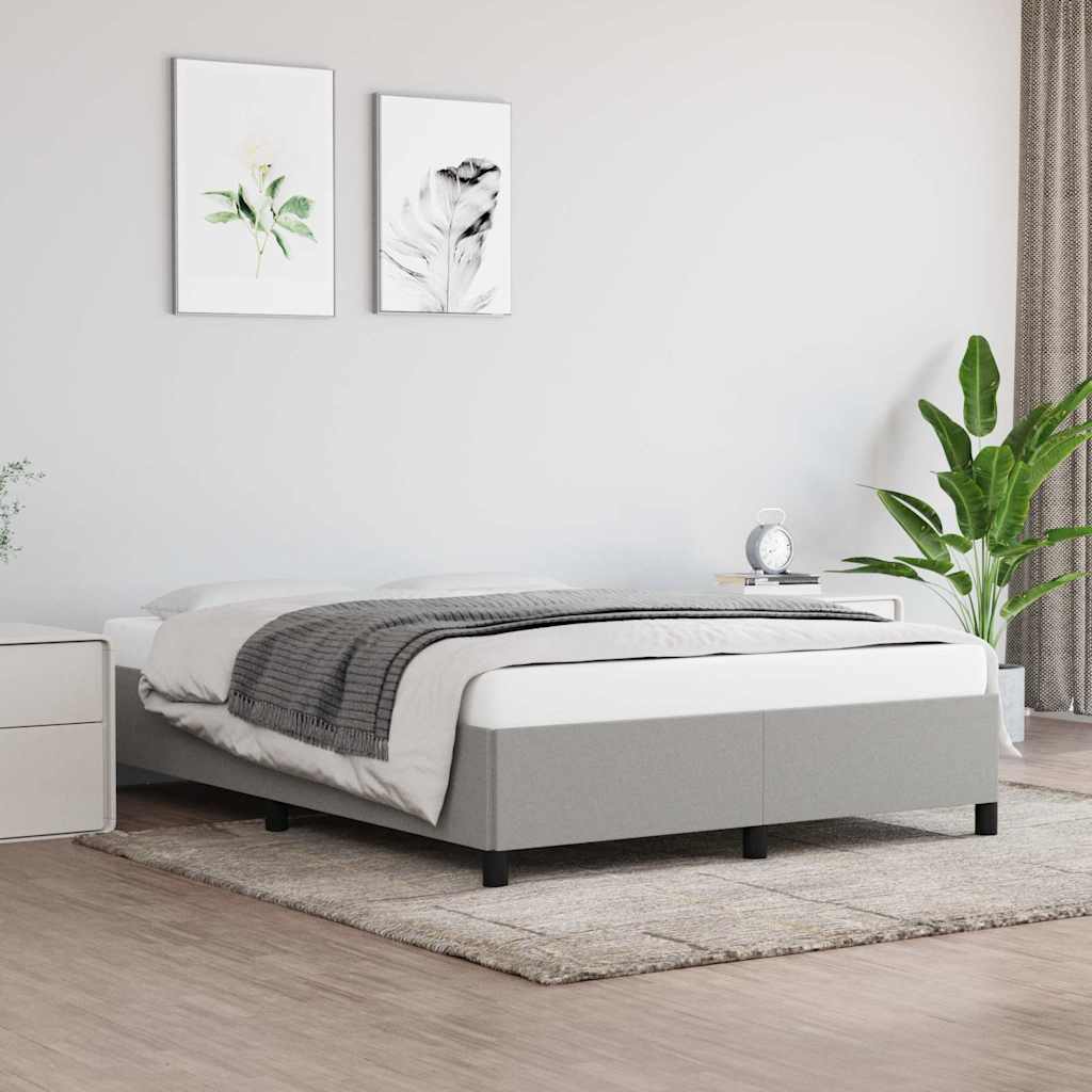 vidaXL Bed Frame without Mattress Light Grey 135x190 cm Double Fabric