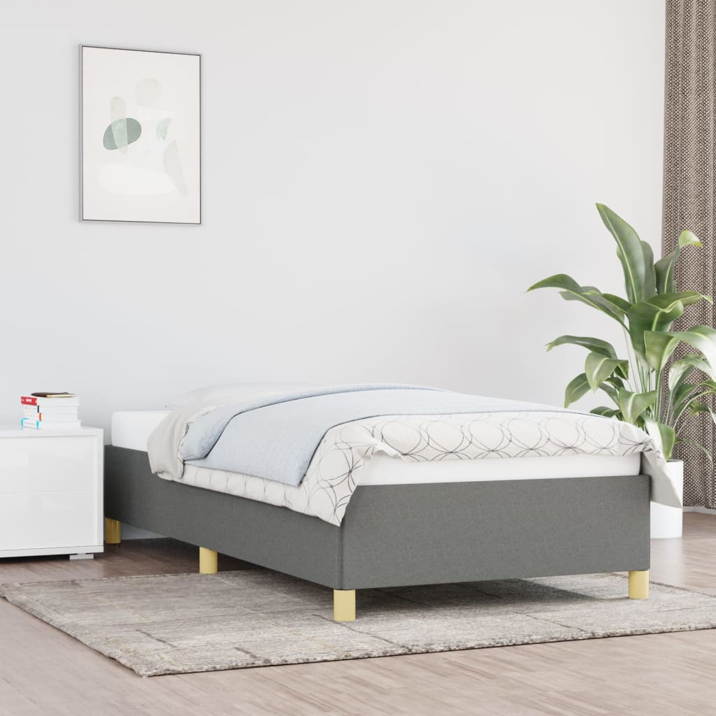vidaXL Bed Frame without Mattress Dark Grey 90x190 cm Single Single Fabric