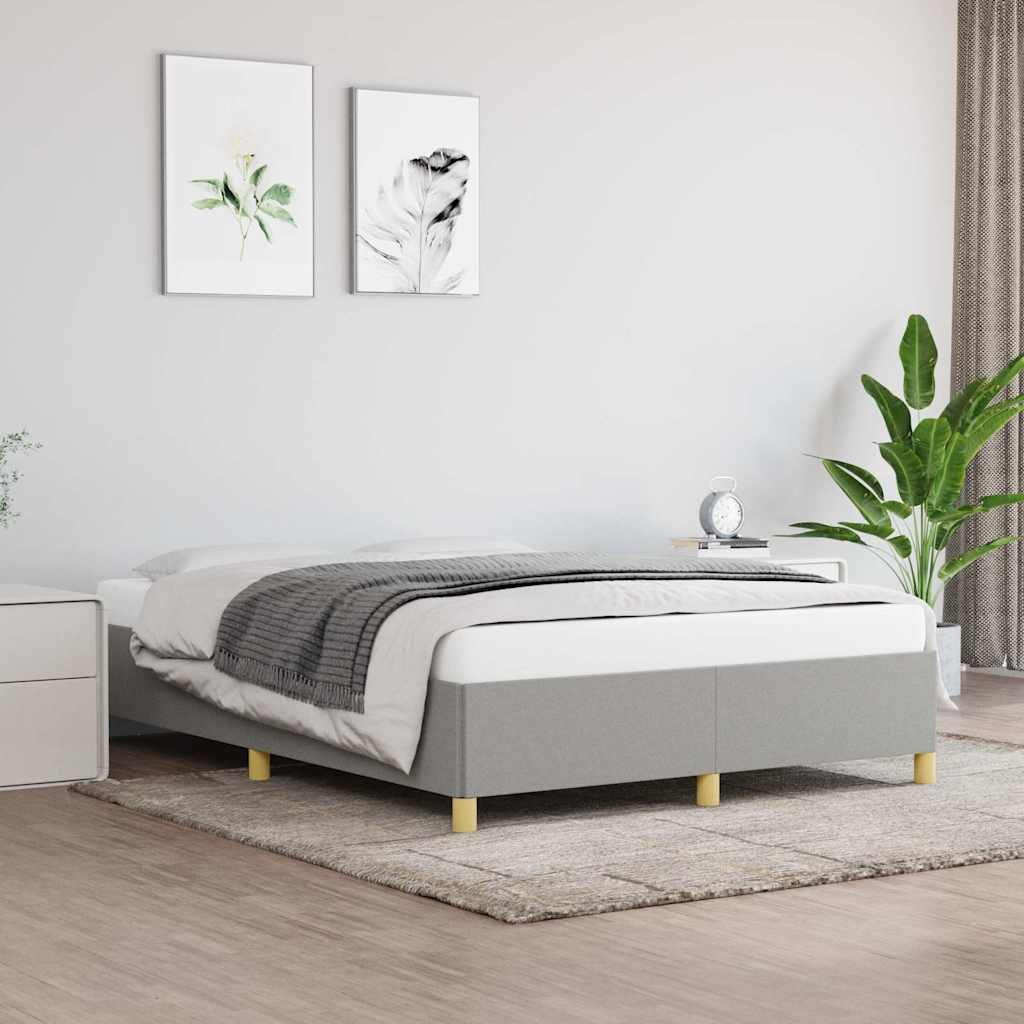 vidaXL Bed Frame without Mattress Light Grey 135x190 cm Double Double Fabric
