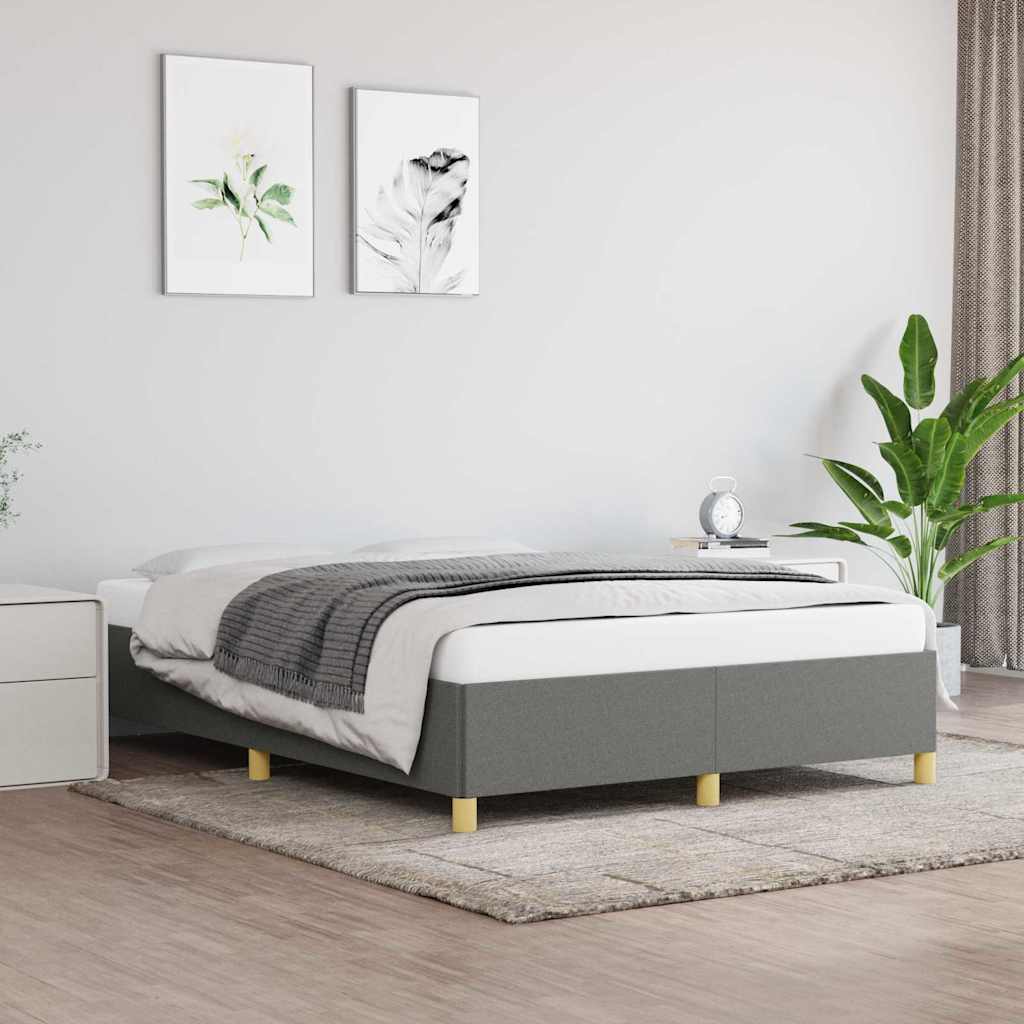 vidaXL Bed Frame without Mattress Dark Grey 135x190 cm Double Fabric