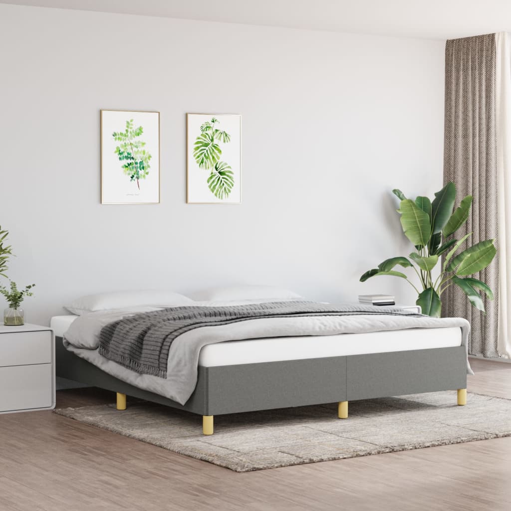 vidaXL Bed Frame without Mattress Dark Grey 180x200cm Super King Fabric