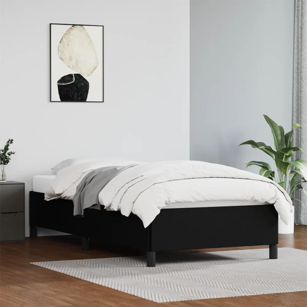 vidaXL Bed Frame without Mattress Black 90x190 cm Single Single Faux Leather
