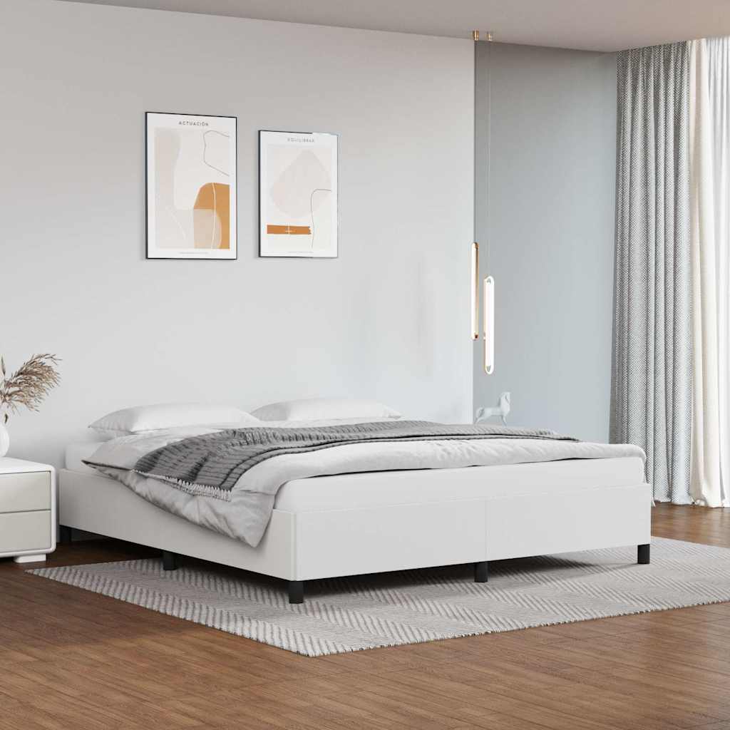 vidaXL Bed Frame without Mattress White Super King Faux Leather