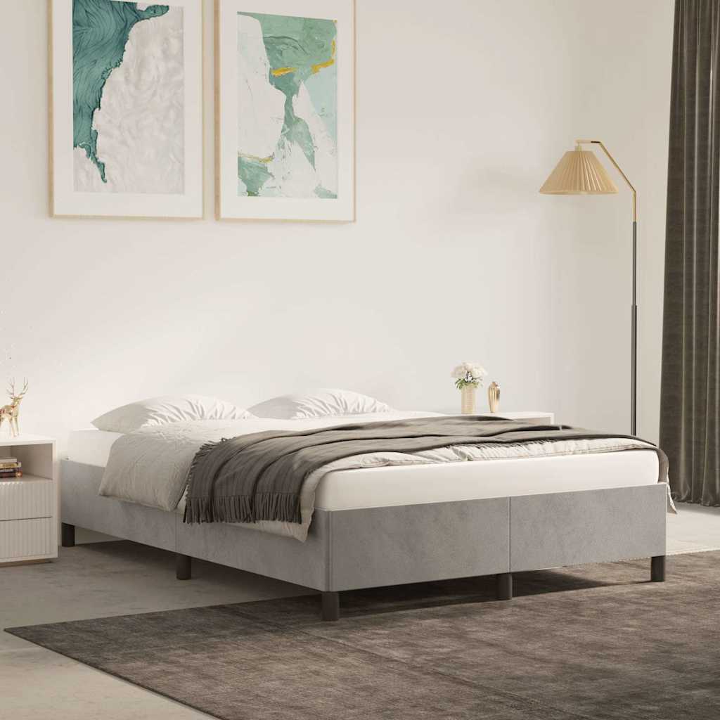 vidaXL Bed Frame without Mattress Light Grey 135x190 cm Double Velvet