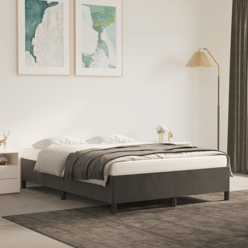 vidaXL Bed Frame without Mattress Dark Grey 135x190 cm Double Double Velvet