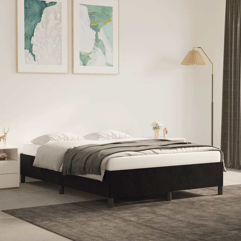 vidaXL Bed Frame without Mattress Black 135x190 cm Double Velvet