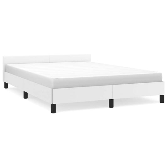 vidaXL Bed Frame without Mattress White 135x190cm Double Faux Leather