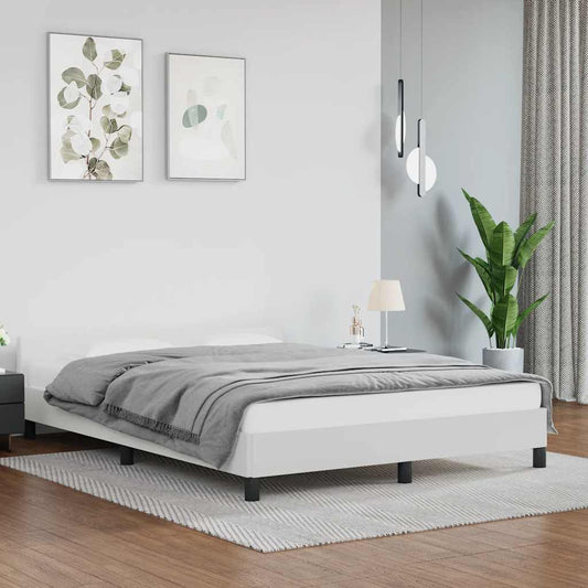vidaXL Bed Frame without Mattress White 135x190cm Double Faux Leather