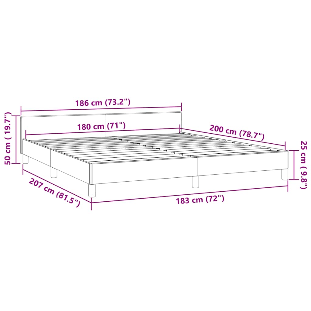 vidaXL Bed Frame without Mattress Black 180x200cm Super King Velvet