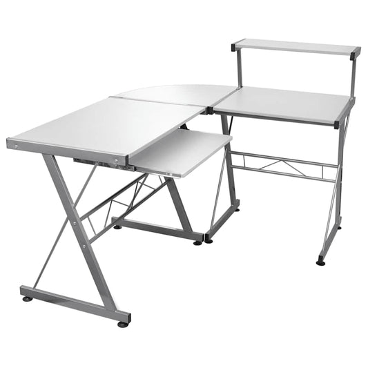 vidaXL Corner Computer Desk White 132x112x99 cm Engineered Wood