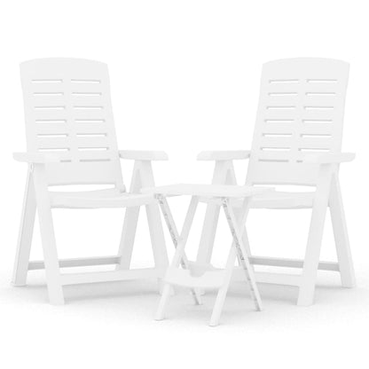 vidaXL 3 Piece Garden Dining Set White Polypropylene