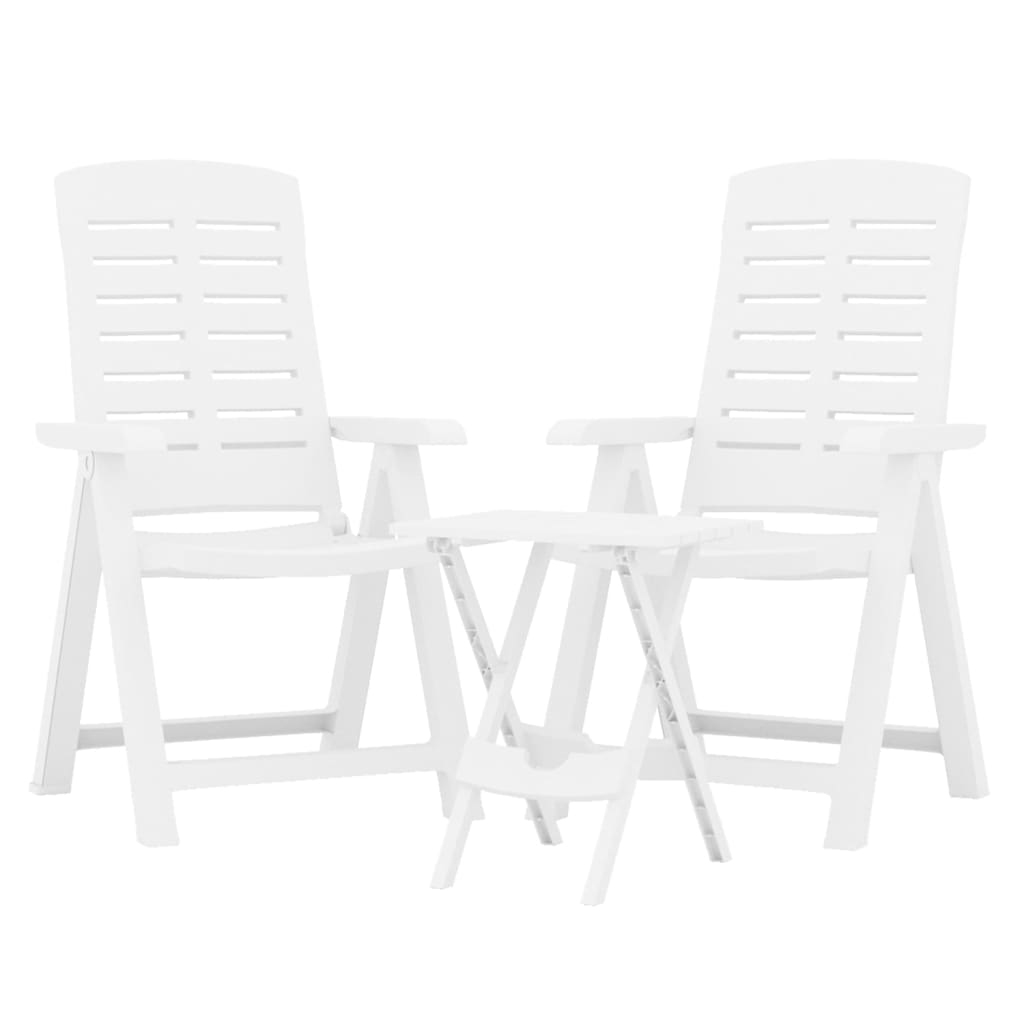vidaXL 3 Piece Garden Dining Set White Polypropylene