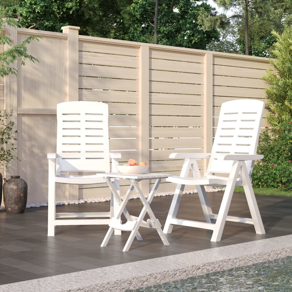 vidaXL 3 Piece Garden Dining Set White Polypropylene