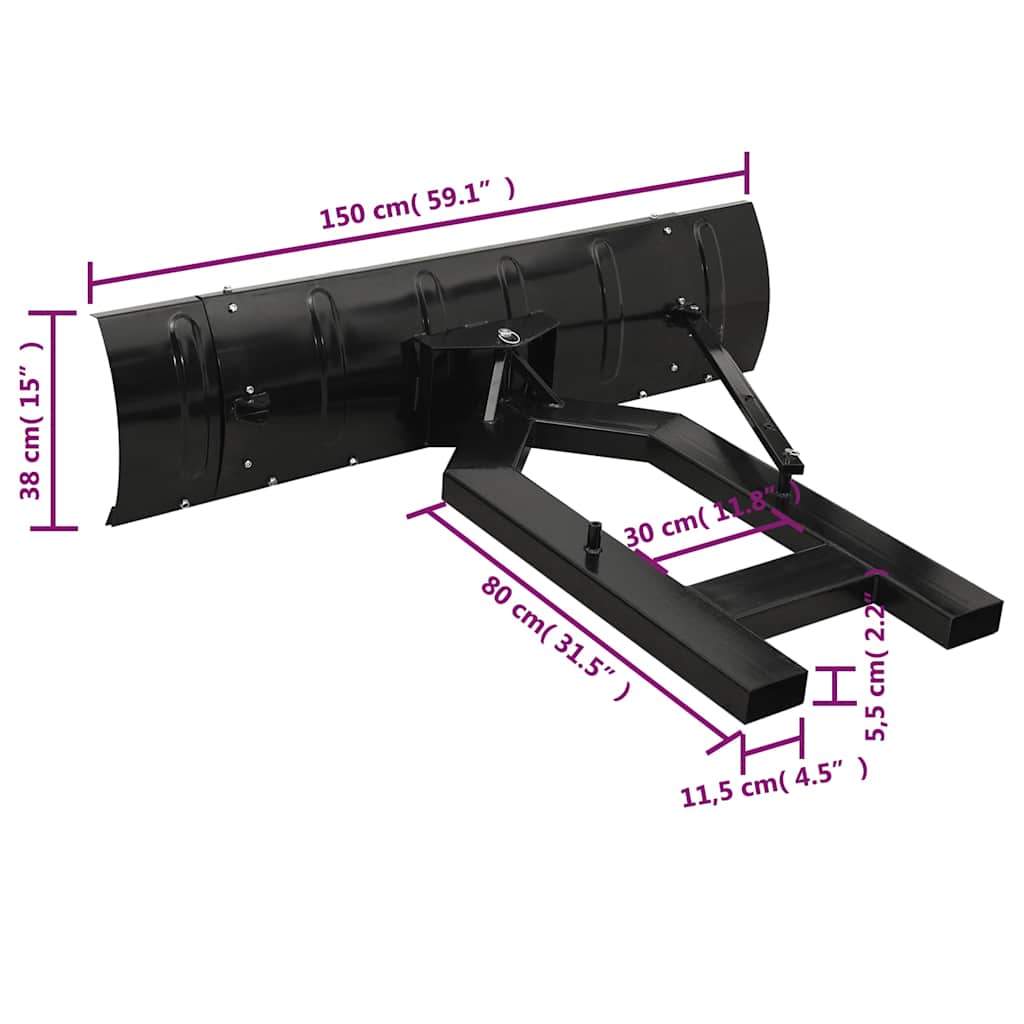 vidaXL Snow Plough for Forklift 150x38 cm Black